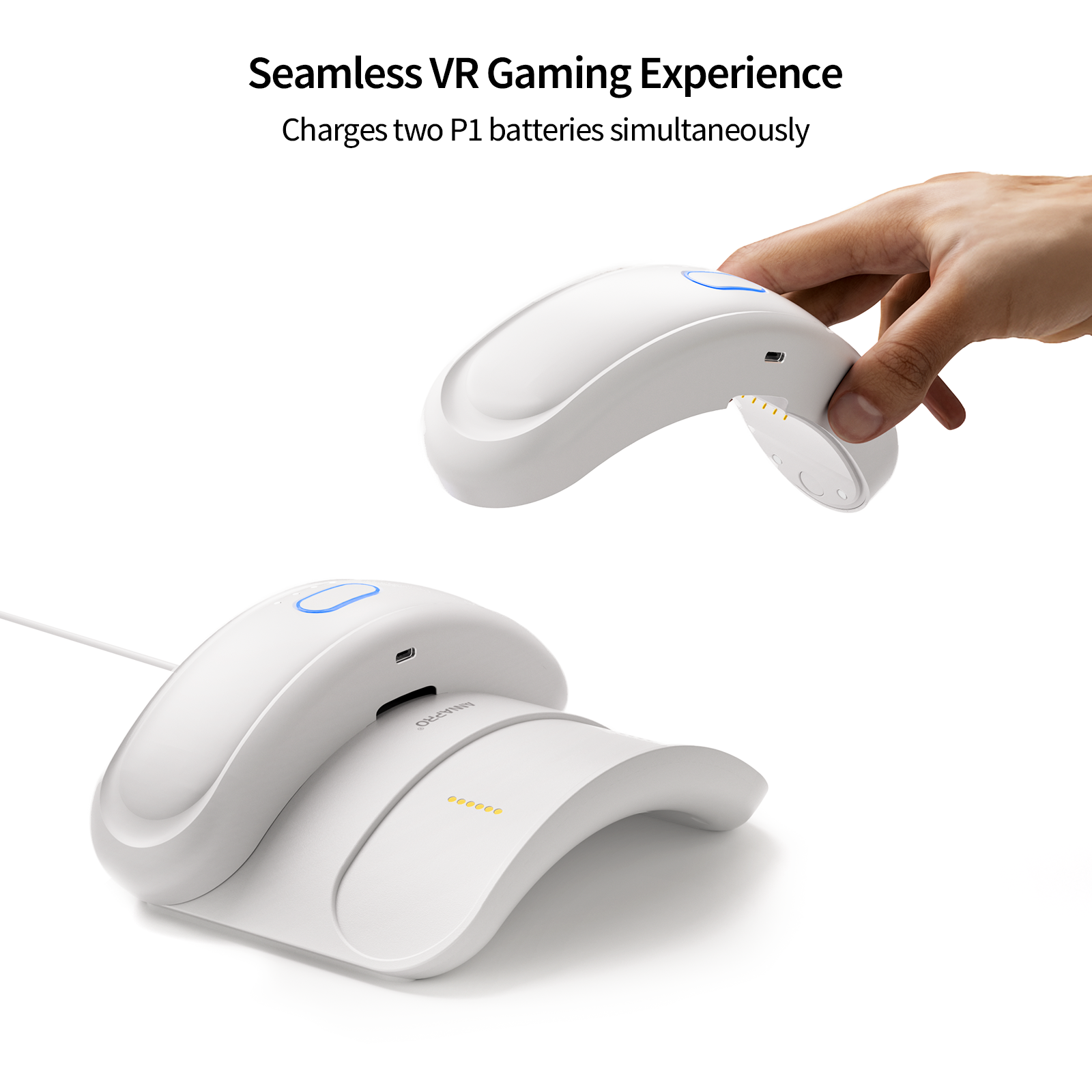 ANNAPRO Meta Quest 3 Charging Dock: Charges 2 P1 batteries simultaneously for seamless VR gaming (easy magnetic placement)