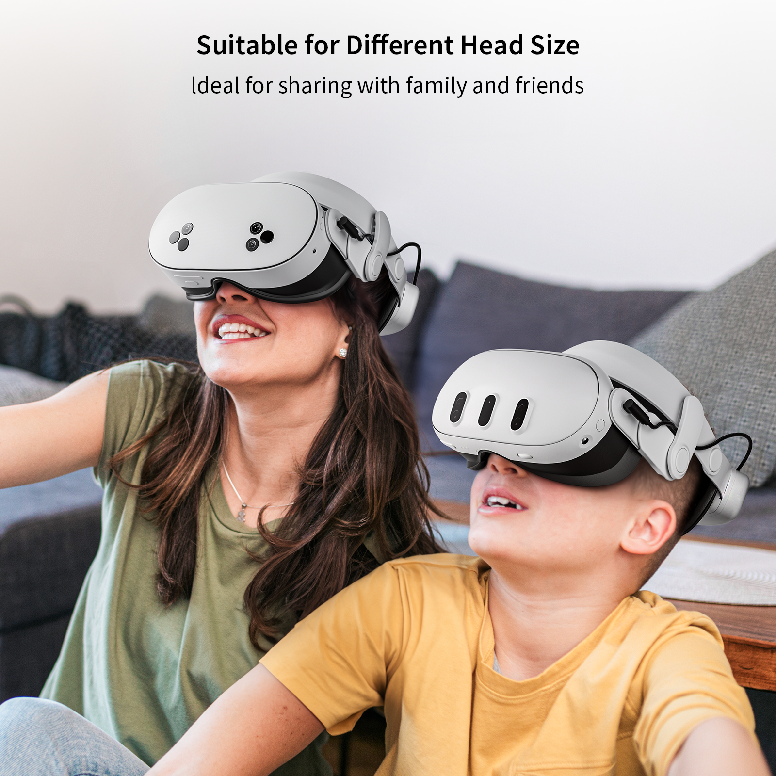 Family sharing Meta Quest 3 battery head strap that fits various head dimensions