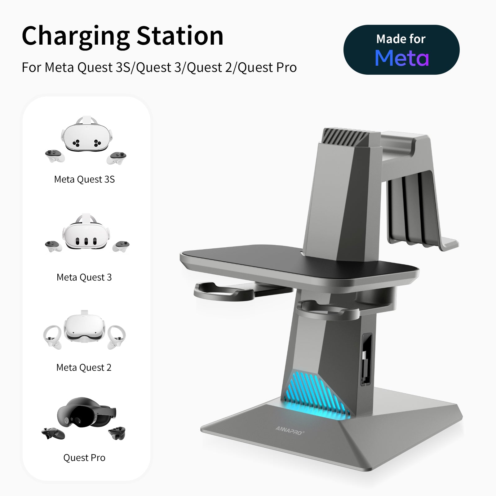 Meta Quest 3S/3/2/Pro charging station - ANNAPRO dock