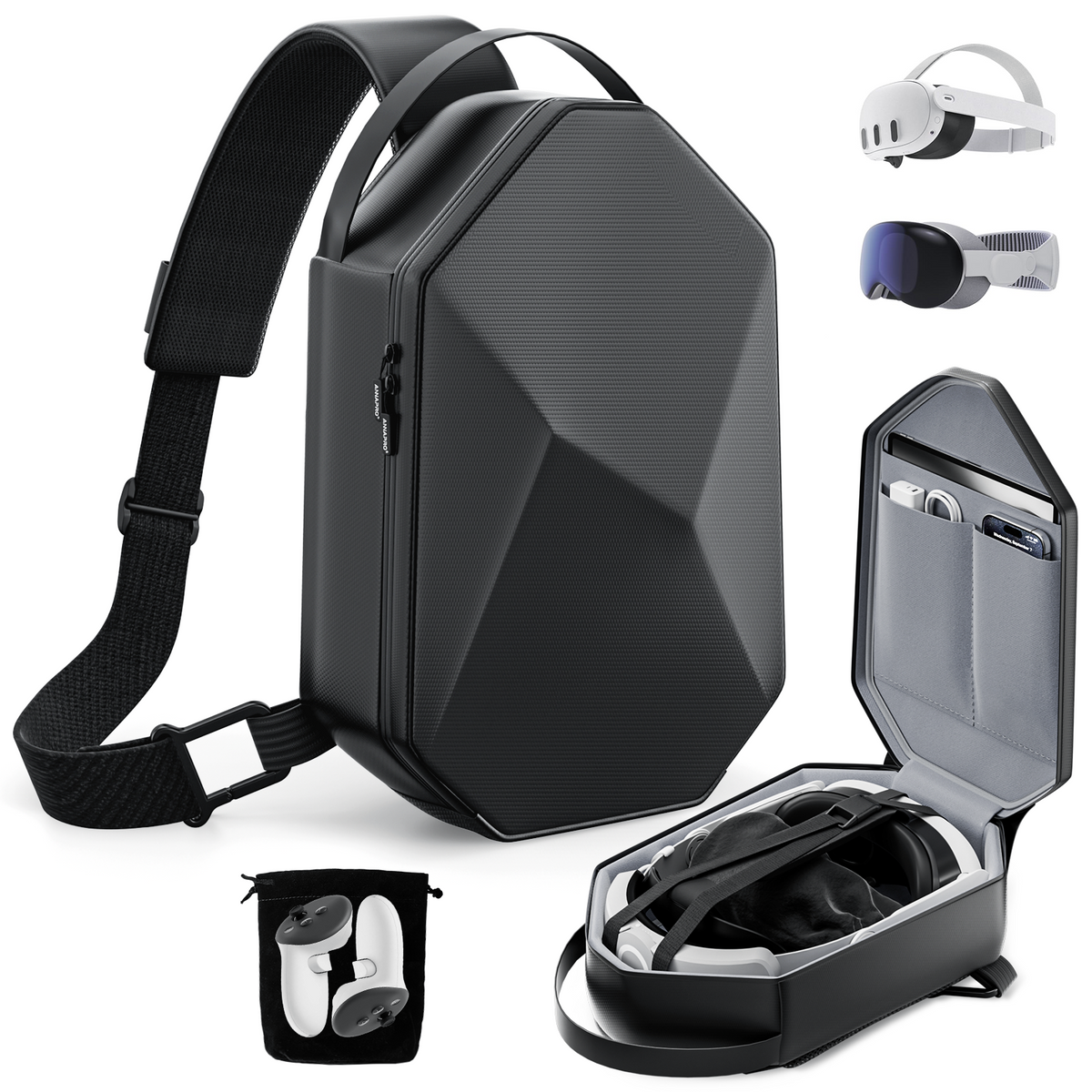 Schulterrucksack für<tc>Meta</tc> <tc>Quest</tc> 2 / <tc>Quest</tc> 3 / <tc>Quest</tc> Pro / Apple Vision Pro