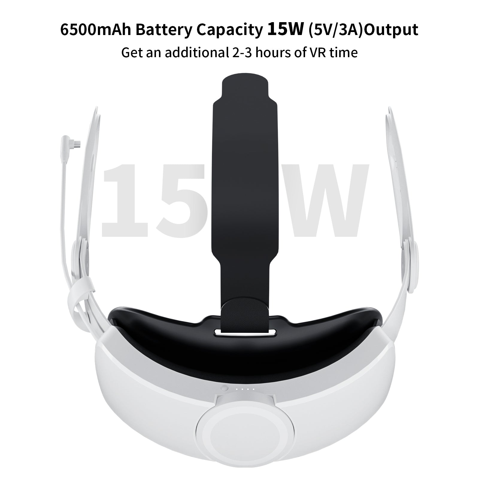 ANNAPRO VR Headstrap: 6500mAh battery delivers 2-3 extra hours of VR play.
